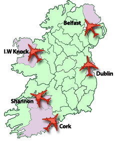 Ireland's 5 International Airports for ireland flights